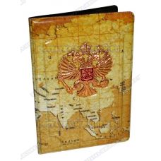Обложка на паспорт с орлом 'Карта мира' пластик, металл,.