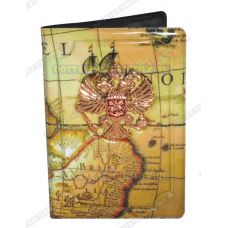 Обложка на паспорт с орлом 'Карта мира №1' пластик, металл,.