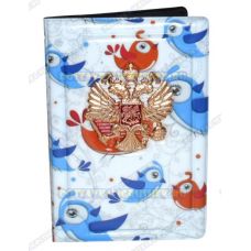 Обложка на паспорт с орлом 'Зимние птички' пластик, металл,.