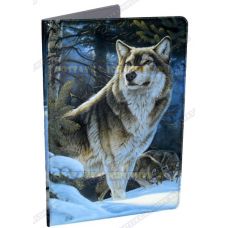 Обложка на паспорт 'Зимний волк', пластик.