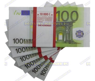 Деньги банка приколов 100 евро. (пачка)
