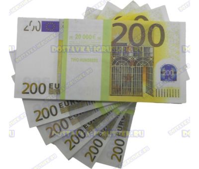 Деньги банка приколов 200 евро. (пачка)